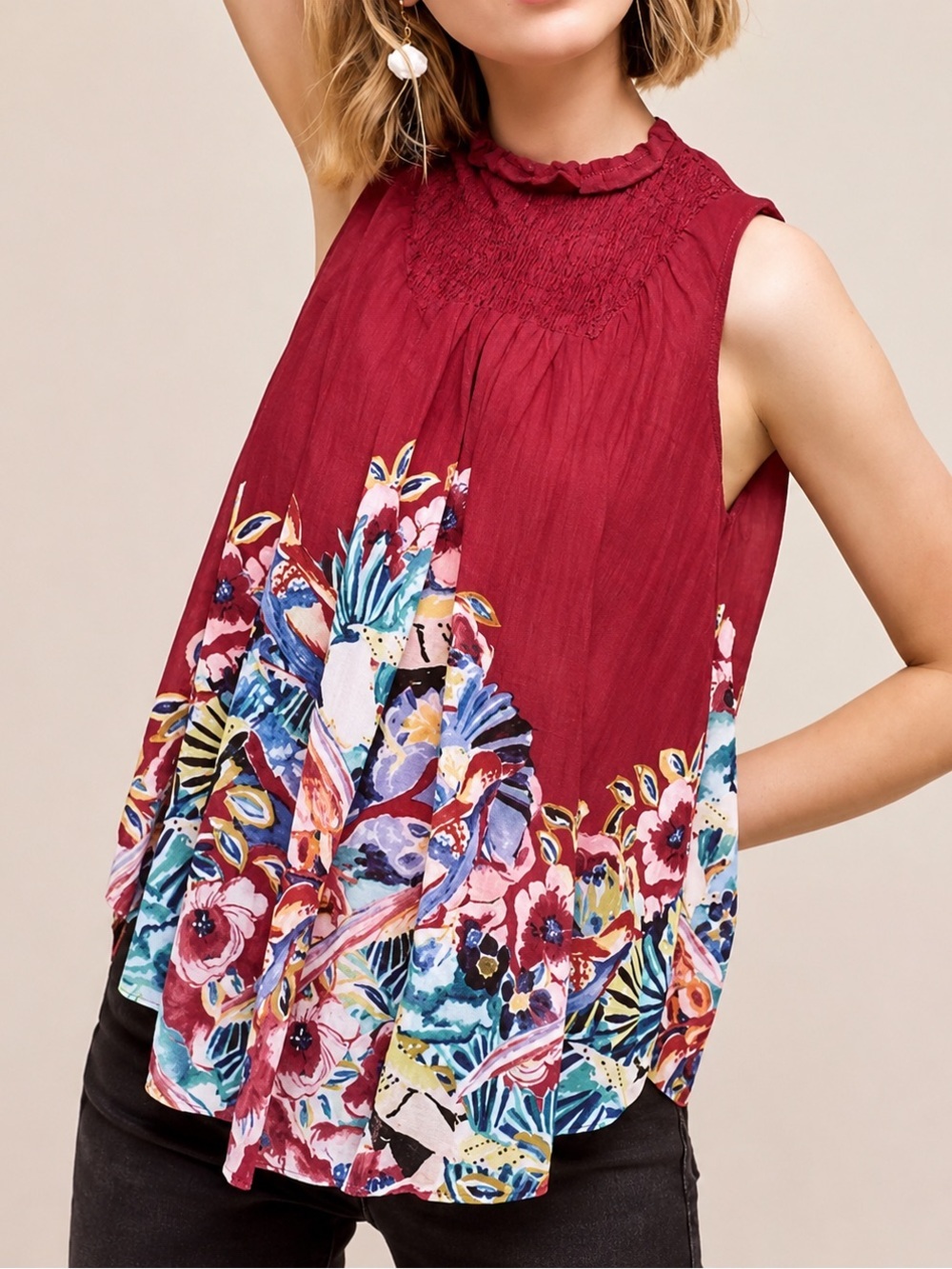 Deletta Epona floral smocked blouse, small